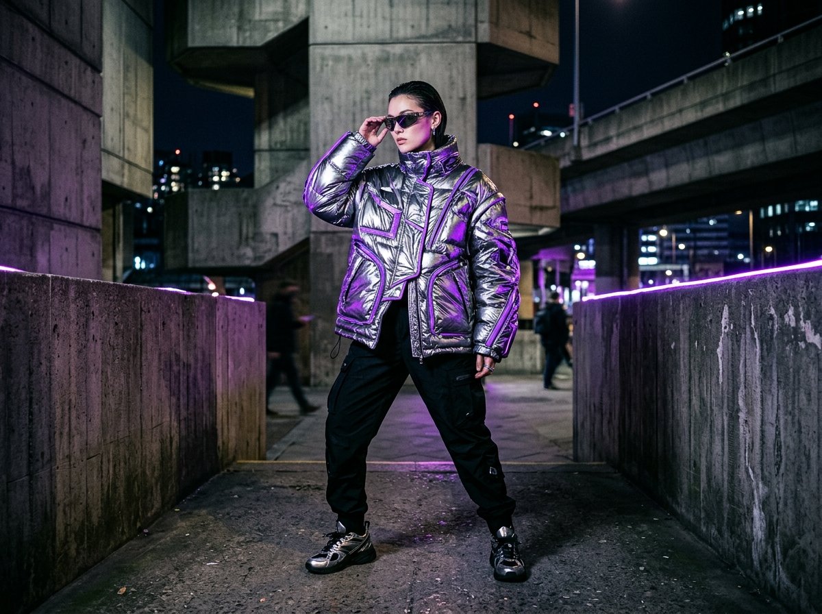 Aura Studio metallic streetwear fashion campaign visual